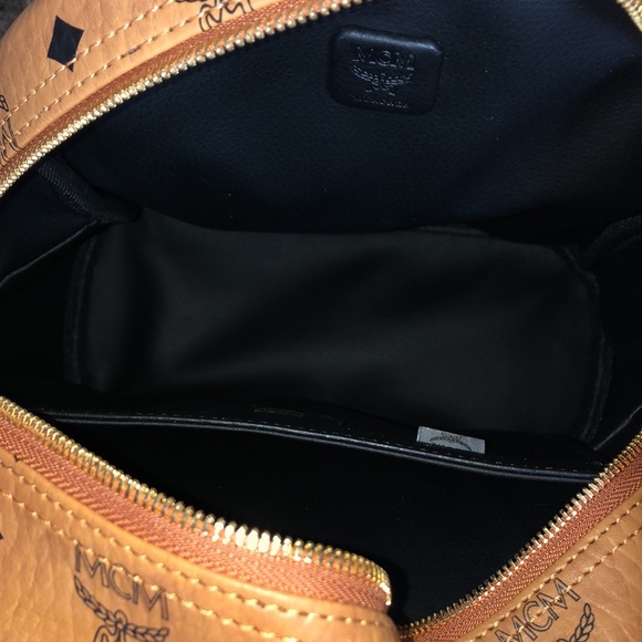 MCM Stark Visetos Monogram Backpack with Side Studs Cognac Brown Medium - Picture 7 of 7